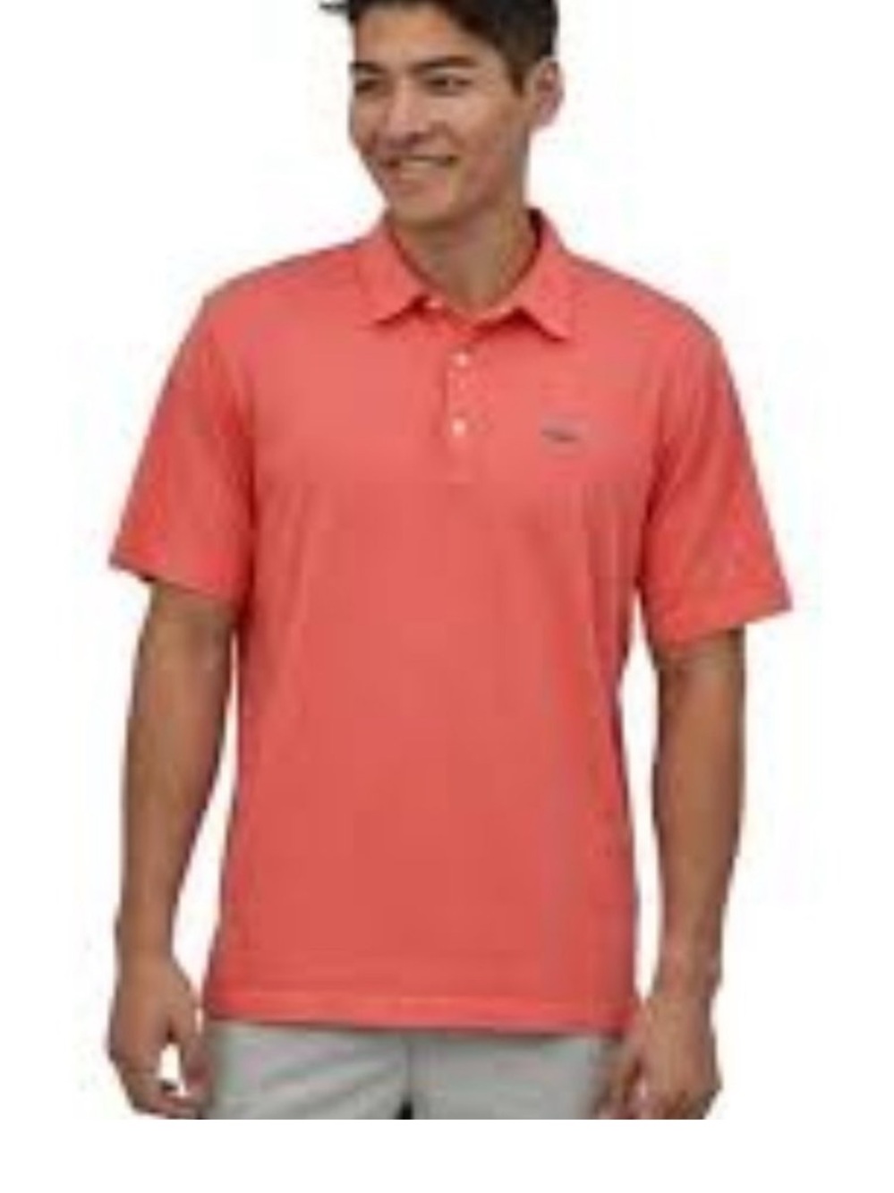 Patagonia Trout Fitz Roy Men’s Polo Shirt‎ in Shock Pink Size L